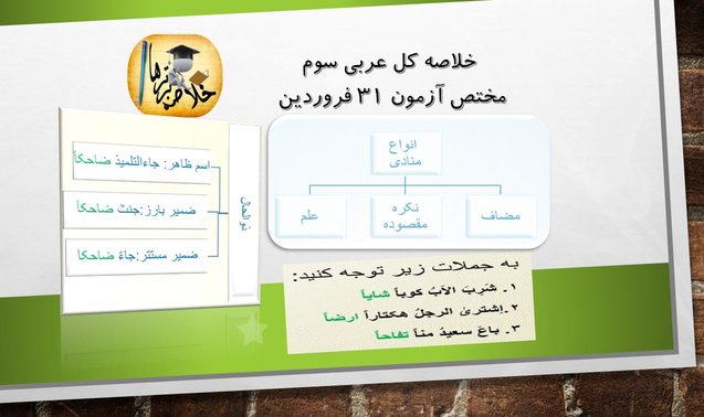 خلاصه نکات کل عربی سال سوم مختص آزمون 31 فروردین