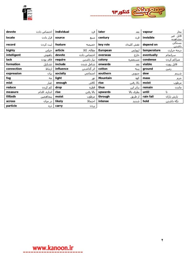 لغات مهم درس زبان در دفترچه‌ی عمومی رشته‌ی تجربی سال 92