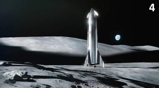 چشم انداز فضاپیما "استارشیپ" در ماه