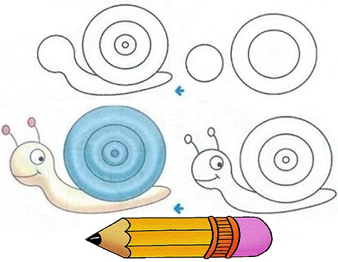 آموزش نقاشی کودکان (آموزش مرحله به مرحله نقاشی حلزون)
