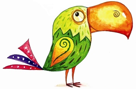 نقاشی کودکانه طوطی و بازرگان