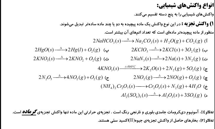Image result for ‫نمونه های از واکنشهای شیمیایی‬‎