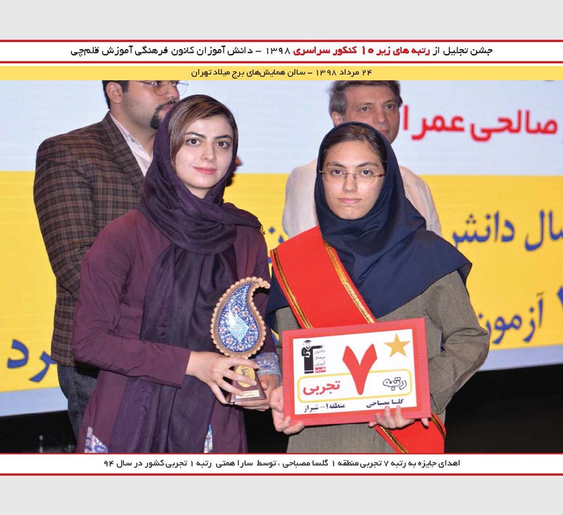 گلسا مصباحی رتبه 7 و سارا همتی رتبه 1 کنکور 94