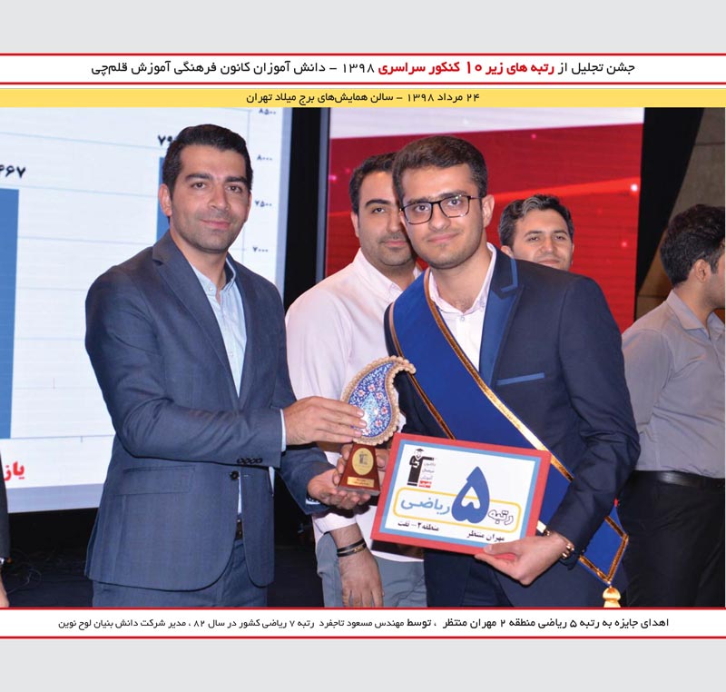 مهران منتظر رتبه 5 و مسعود تاجفرد رتبه 7ریاضی کنکور 82