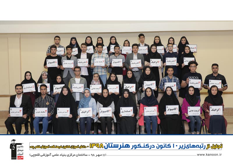 تجلیل از رتبه های زیر 10 کانون در کنکور هنرستان 1398