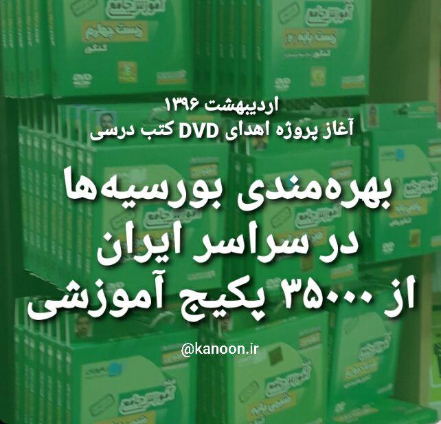 اردیبهشت 1396: آغاز پروژه اهدای DVD کتب درسی به بورسیه ها
