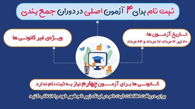 ثبت نام برای 4 آزمون اصلی کانون دردوران جمع بندی(غیرکانونی ها)