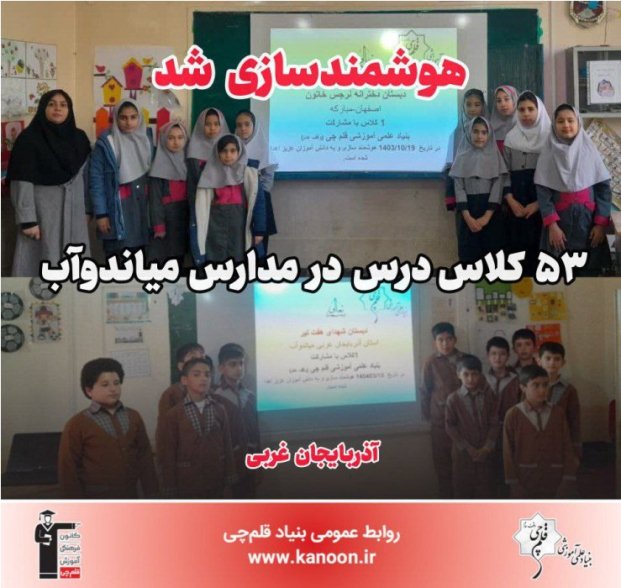 بنیاد قلم‌چی 53 کلاس درس در مدارس میاندوآب را هوشمندسازی کرد