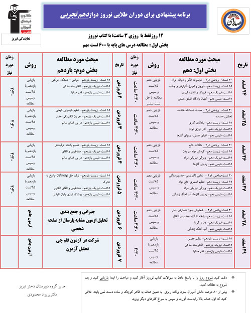 برنامه پیشنهادی دوران طلایی نوروز نمایندگی تبریز -نوروز 1404