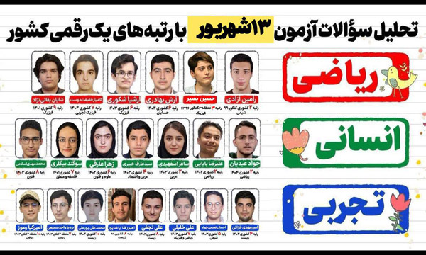 فیلم تحلیل آزمون 13 شهریور 1405 همراه با رتبه‌های تک رقمی