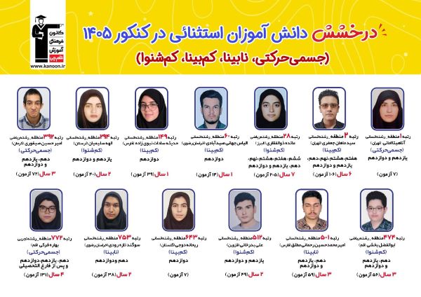 درخشش دانش‌آموزان استثنائی در کنکور 1405 (نابینا، جسمی حرکتی ...)