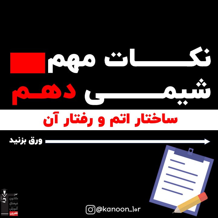 خلاصه نکات شیمی دهم- ساختار اتم و رفتار آن