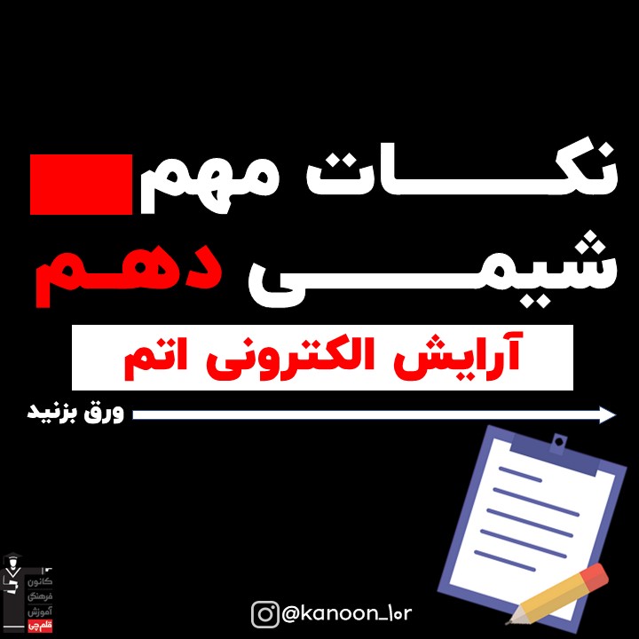 خلاصه نکات شیمی دهم- آرایش الکترونی اتم