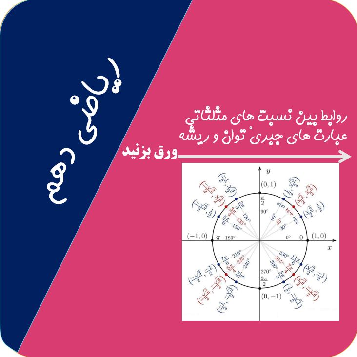 درسنامه ریاضی مبحث مثلثات و عبارت‌های جبری