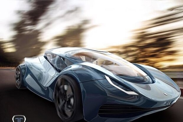 طرح اولیه از خودروی اسپرتی که به پهپاد تبدیل می‌شود