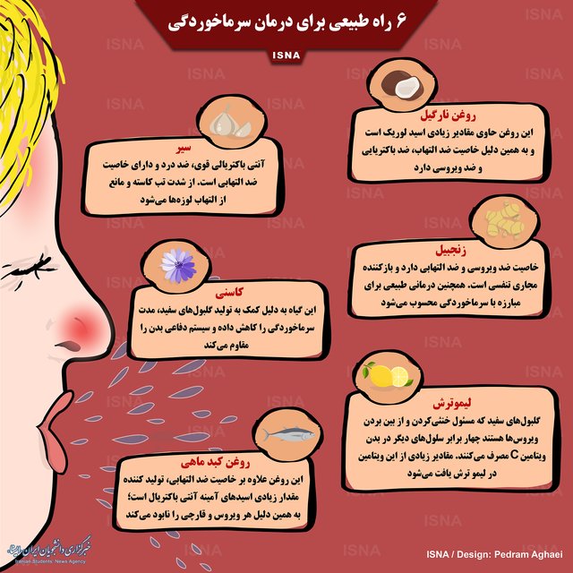 اینفوگرافی / 6 راه طبیعی برای درمان سرماخوردگی