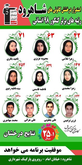 رتبه های برتر کنکور 98 شاهرود