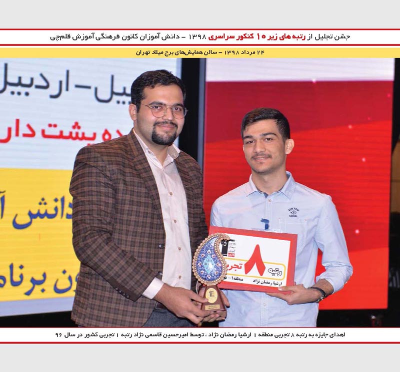 ارشیا رمضان نژاد رتبه 8 و امیرحسین قاسمی نژاد رتبه 1 کنکور 96