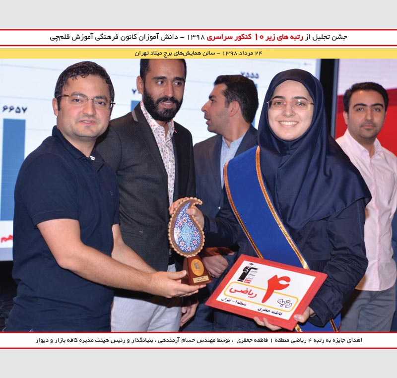 فاطمه جعفری رتبه 4 و حسام آرمندهی ( کافه بازار )