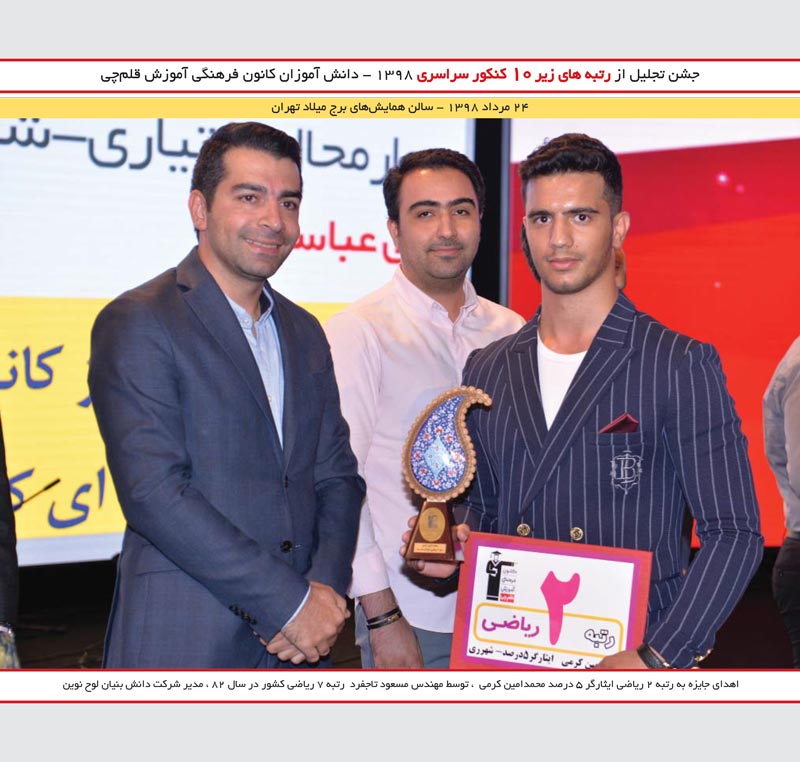 محمد امین کرمی رتبه 2 ریاضی و مسعود تاجفرد رتبه 7 کنکور 82