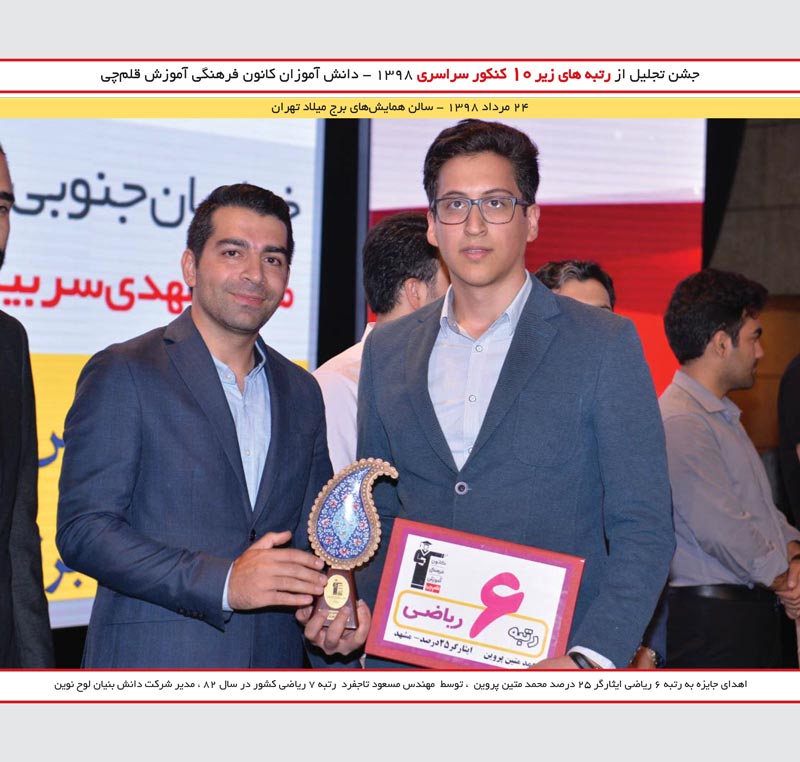 محمدمتین پروین رتبه 6 ریاضی و مسعود تاجفرد رتبه 7 کنکور 82