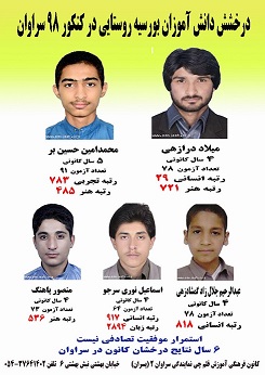 درخشش دانش آموزان روستایی سراوان در کنکور 98