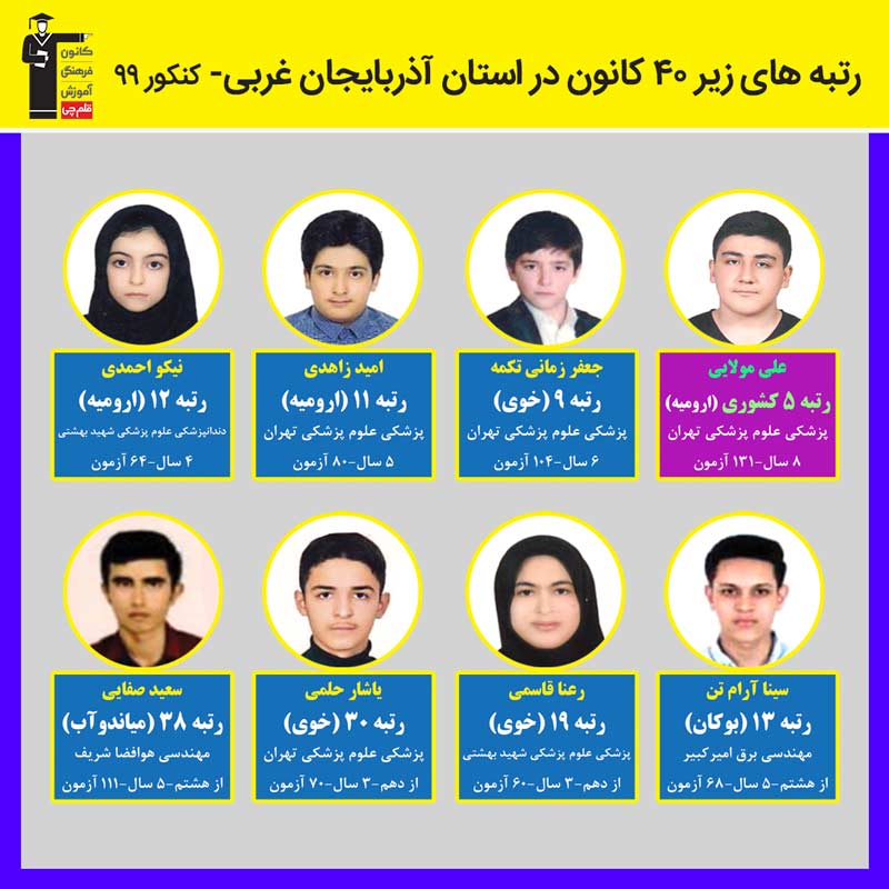 رتبه‌های زیر 100 کانون در استان آذربایجان غربی - کنکور 99