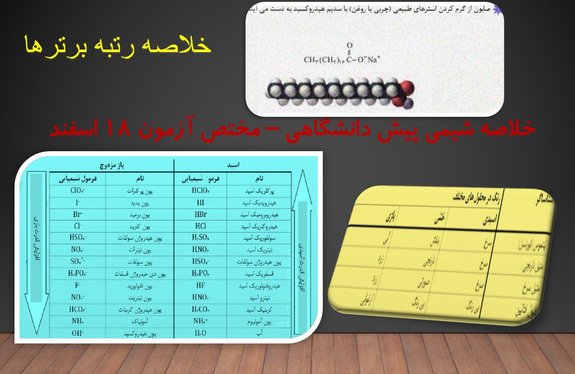 خلاصه شیمی پیش دانشگاهی مختص آزمون 18 اسفند