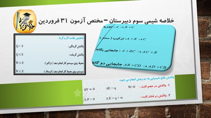 خلاصه شیمی سال سوم مختص آزمون 31 فروردین