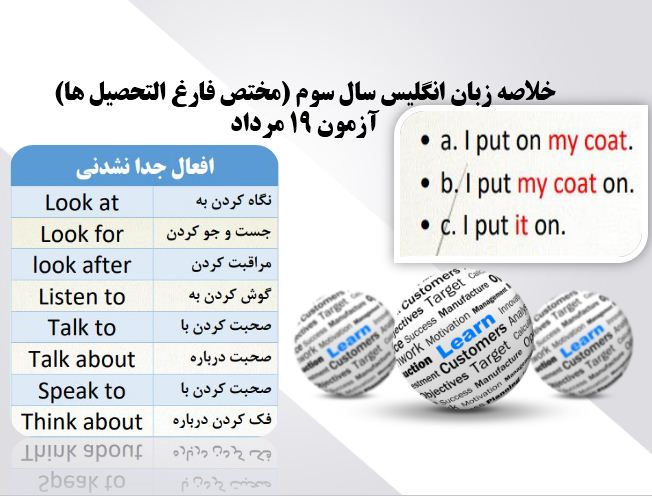 خلاصه زبان سال سوم-آزمون 19 مرداد (مختص فارغ التحصیل ها)