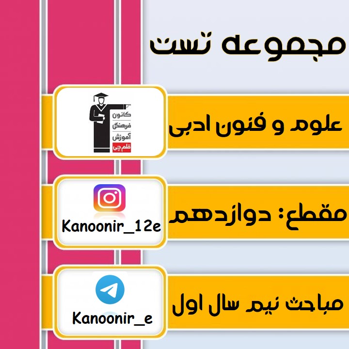 جمع بندی کنید:مجموعه تست علوم و فنون دوازدهم (آزمون15 فروردین)