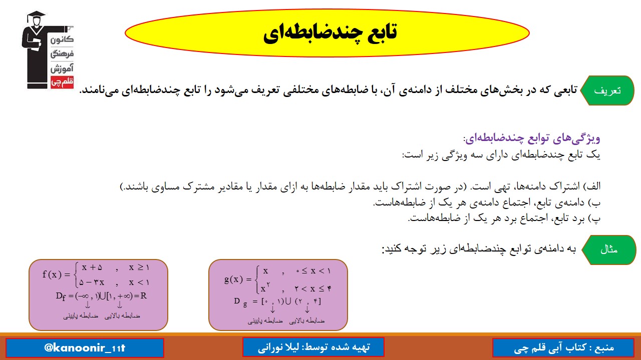 تابع چند ضابطه ای و رسم نمودار آن