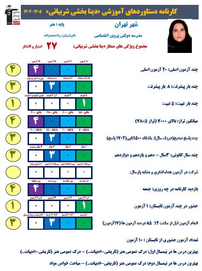 گفت و گو با دینا بخشی شربیانی دانش آموز مقطع هنر