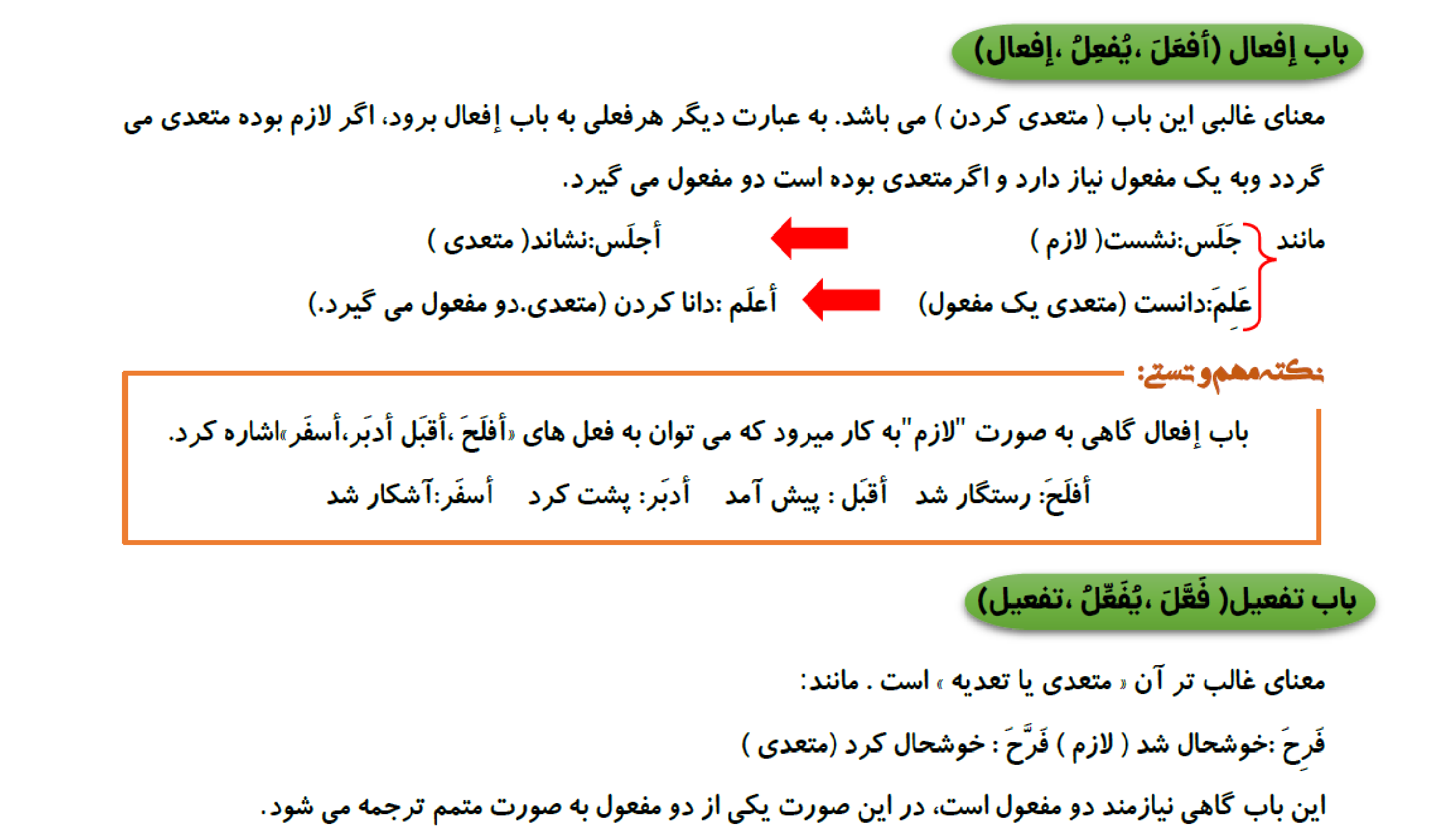 افعال ثلالثی مزید -درس سوم و چهارم عربی دهم عمومی-درسنامه3دی