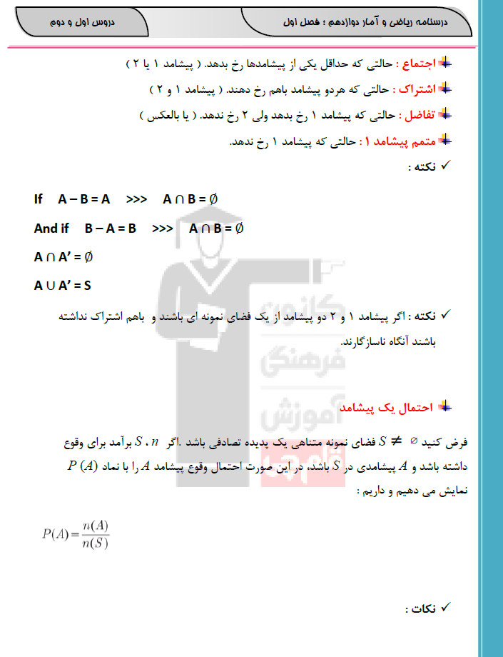 درسنامه کامل ریاضی و آمار دوازدهم انسانی