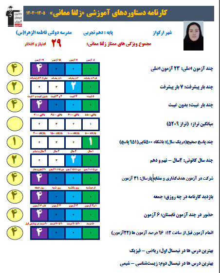 گفتگو با زلفا ممانی - دهم تجربی- شهرستان ملکشاهی