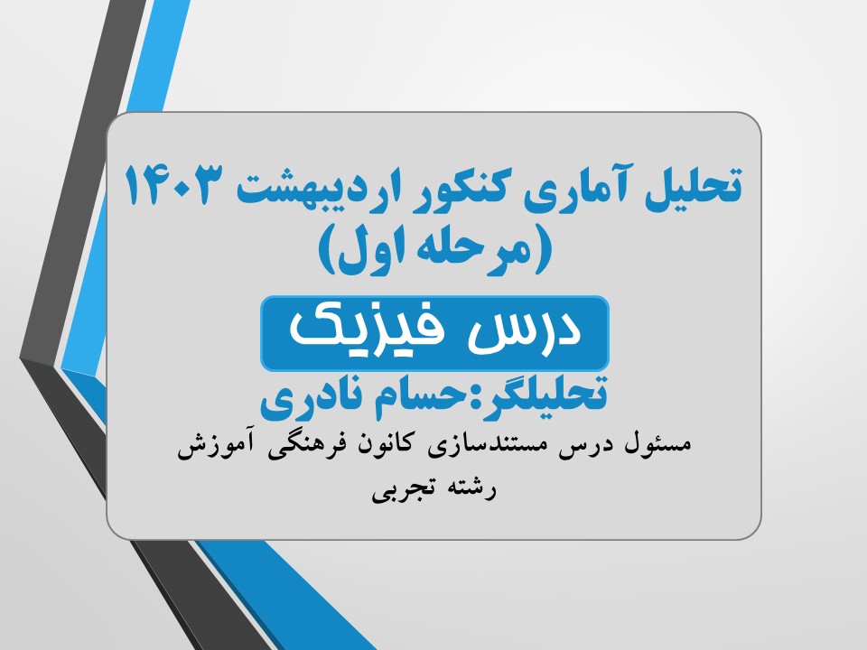 تحلیل آماری درس فیزیک کنکور تجربی1403(نوبت اول)