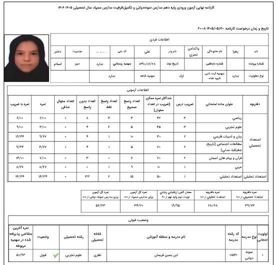 زهرا پاکدامن: مهم‌ترین دلیل موفقیتم، استمرار در مطالعه بود