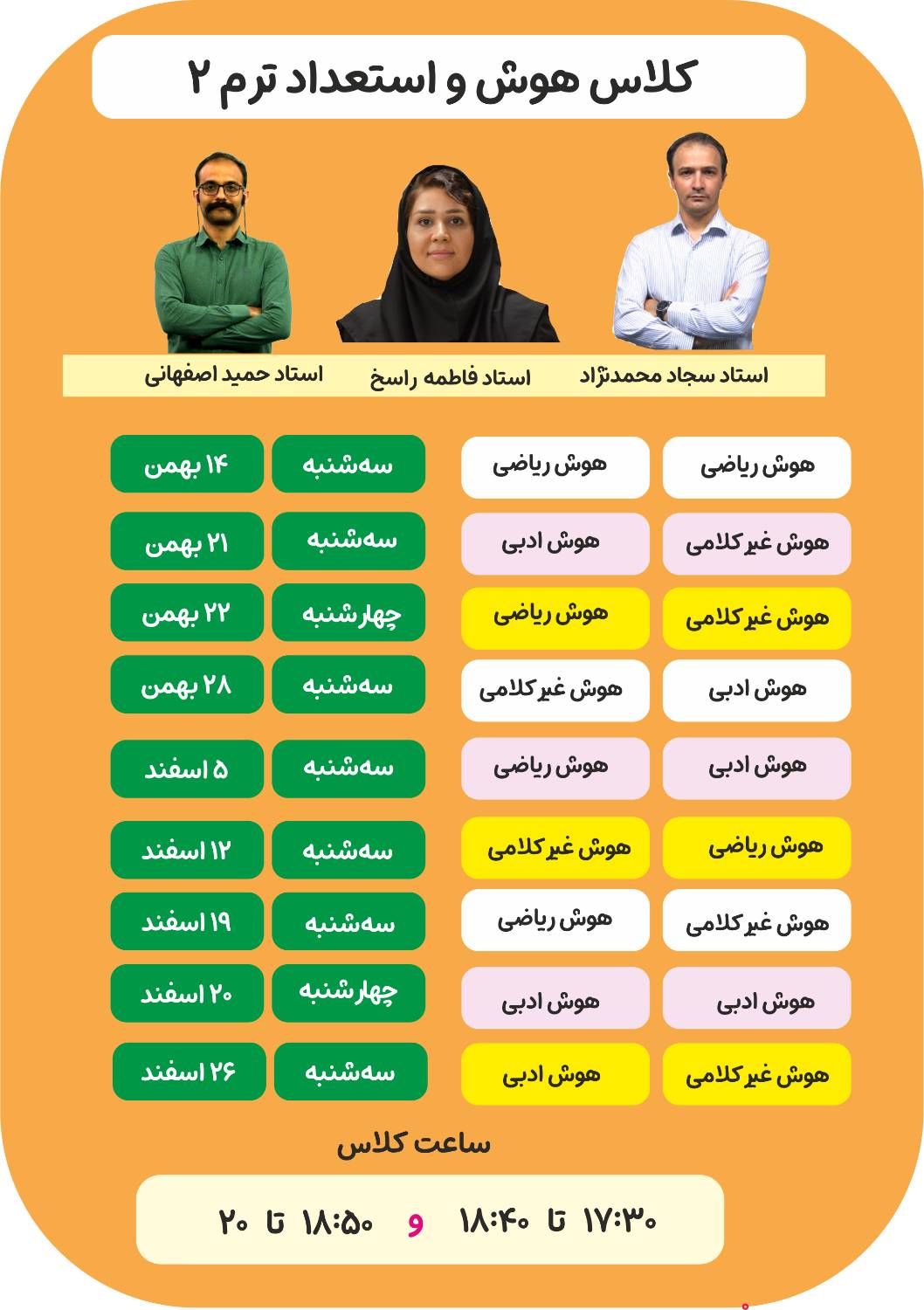 کلاس‌های پیشرفته هوش و استعداد تحلیلی-دوره پاییز-ترم2