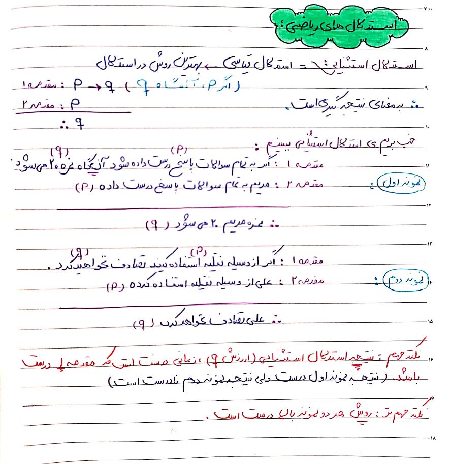 ریاضی یازدهم-استدلال ریاضی-درسنامه +نکات + تست -مبینا احدنیا