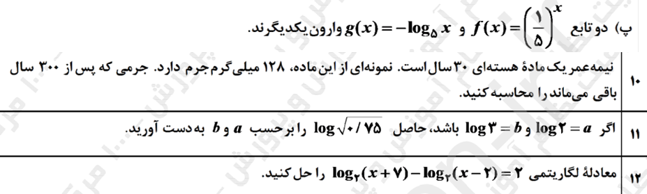 تابع نمایی و لگاریتم-حسابان 1- درسنامه +تست- سروش اسماعیلی