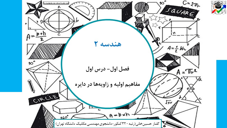 مفاهیم اولیه و زاویه‌ها دایره-هندسه2-درسنامه+تست-گلناز حسین خانی