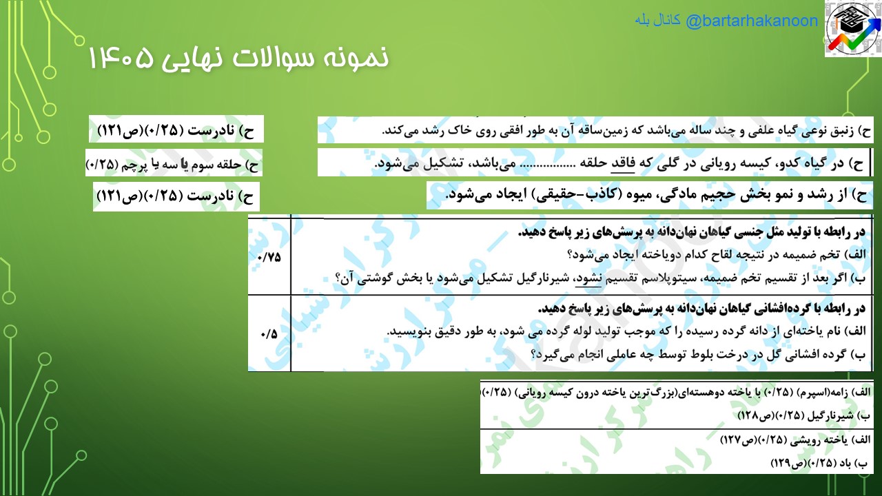 تولید مثل نهاندانگان - زیست 2- تست +درسنامه - پریسا ابراهیمی