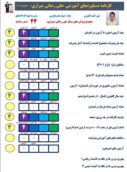 مصاحبه با علی رضائی شیرازی دانش آموز قهرمان پیشرفت تابستان