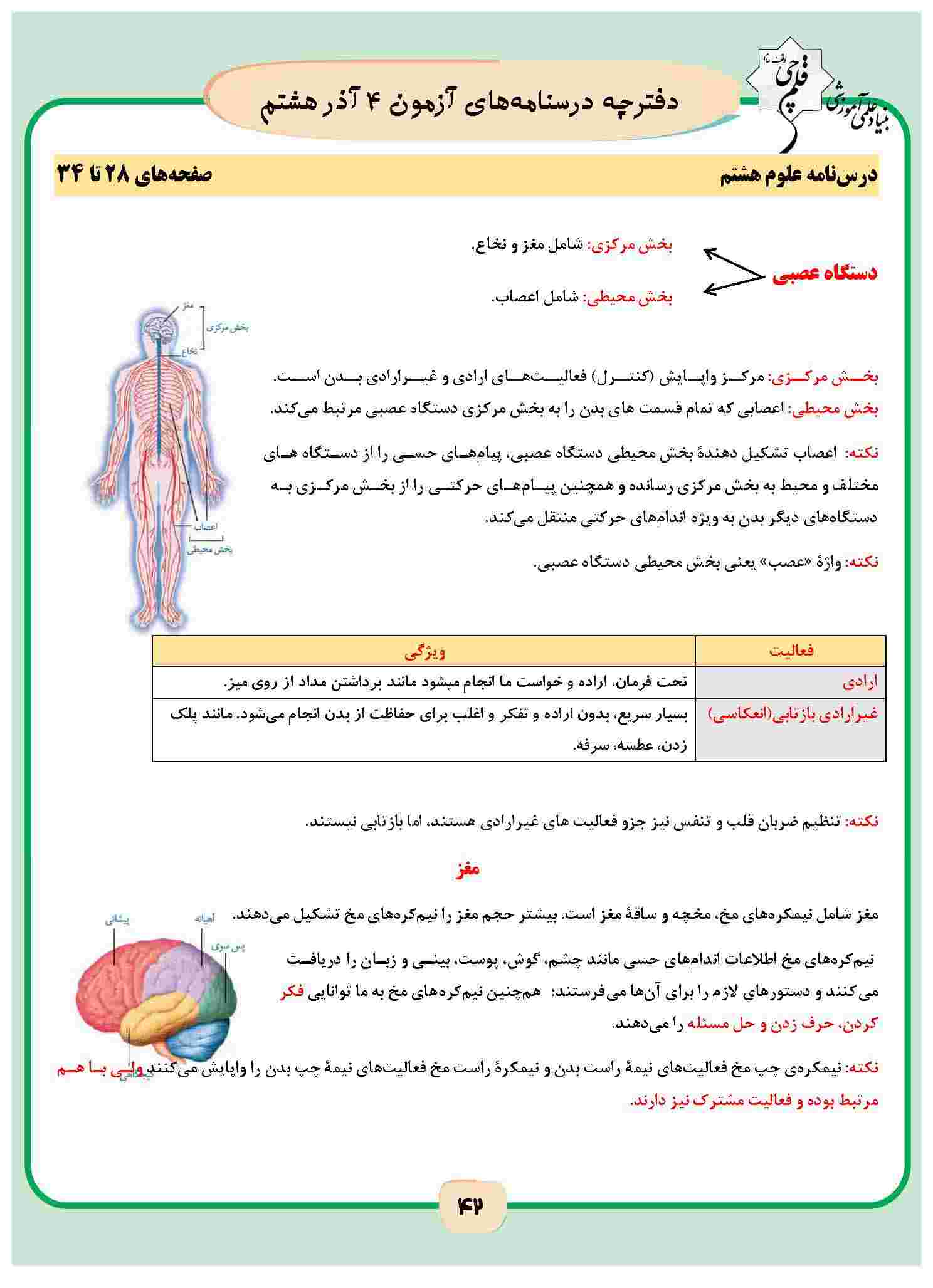 دستگاه عصبی-علوم هشتم-ویژه آزمون4آذر-شیدااسماعیل نیا