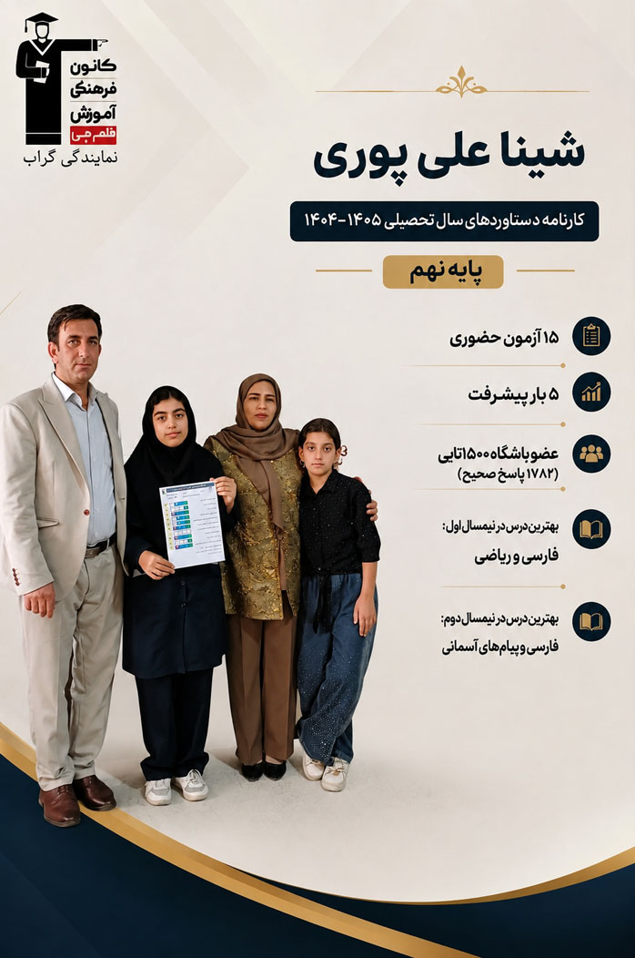 شینا علی پوری؛ از مقام اول جشنواره خوارزمی تا قبولی تیزهوشان نهم