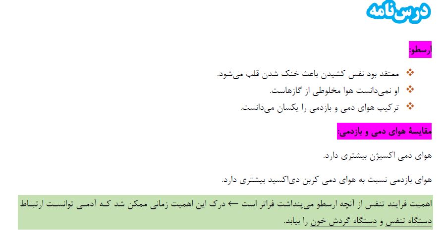 فصل 1 2 3 تا پایان بخش مبادله ای_ زیست دهم_فاطمه صمدی_درسنامه