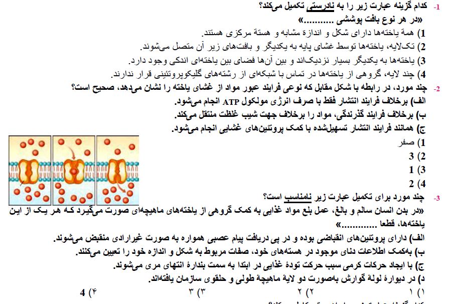 آزمونک زیست دفترچه درسنامه 7 فروردین -فاطمه صمدی