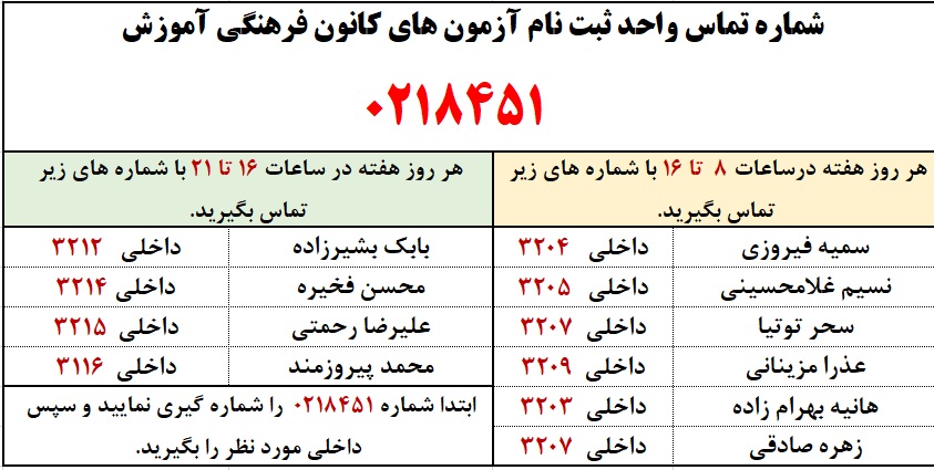 مشاوره و ثبت نام آزمونهای سال تحصیلی جدید- حضوری و غیرحضوری