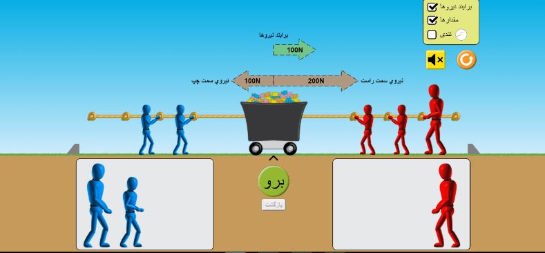 آزمایش آنلاین نیرو و حرکت